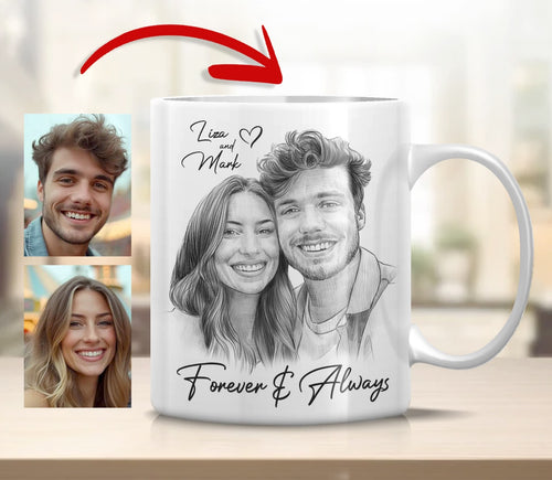 Personalisierte Tasse mit handgezeichnetem Porträt – ein besonderes Geschenk von Herzen