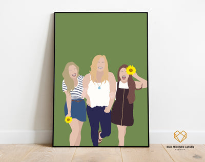 Gesichtlos Familien Schwestern Freundinnen Portrait personalisiertes Geschenkt nach Fotovorlage Faceless art